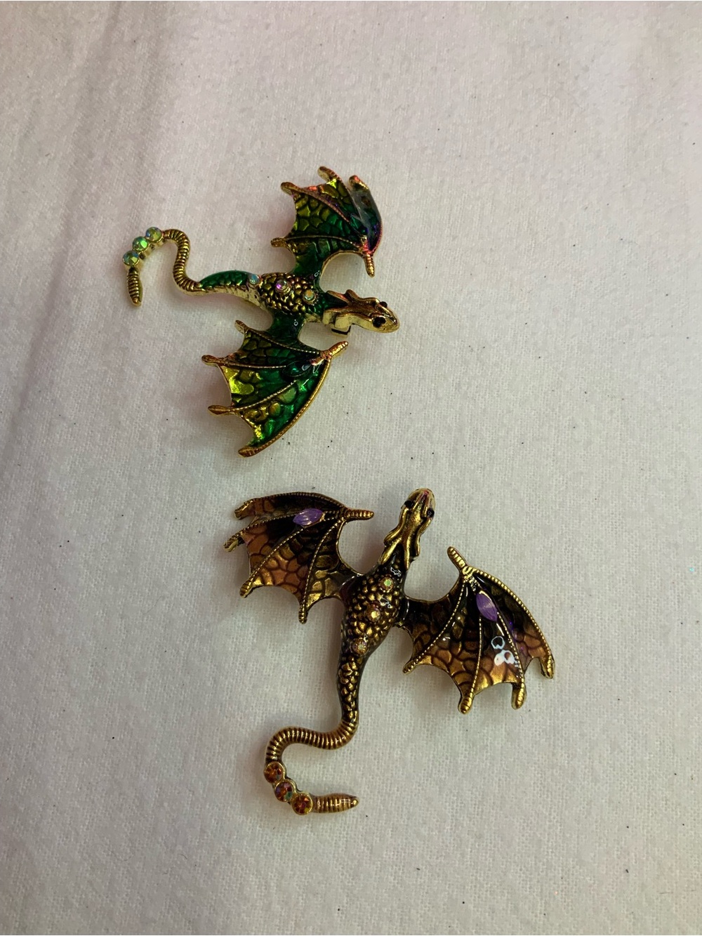 Vintage-Inspired 2Pc. Dragon Brooch Set (Y-16)